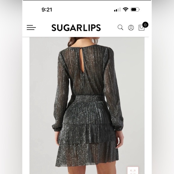 Sugarlips Black Shimmer Long Sleeve Dress - Picture 3 of 4